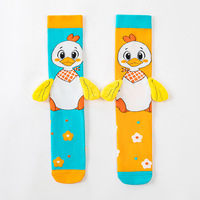 Chaussettes hautes pour enfants, mignonnes, avec oreilles en peluche 3D de lapin, renard, canard, pingouin, chat, en coton doux, cadeau pour filles