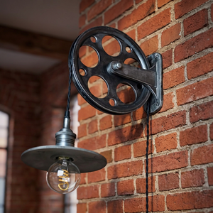 Industrial <b>Wall</b> <b>Sconce</b> Metal Pulley Design Incandescent Bulb Outdoor Garden <b>Light</b> <b>Wall</b> Mount 110-240V - Product Image 4