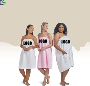 Enveloppe de spa avec logo personnalisé, enveloppement de serviettes de bain et de gymnastique en microfibre pour femmes, jupes de bain de taille moyenne et grande blanches pour salon - Product Image 1