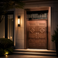 Porte d'entrée double en acier inoxydable rose gold sur mesure pour villa et appartement