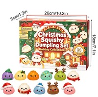Squishies de raviolis et petits pains vapeur mignons et doux, jouets à presser, Calendrier de l'Avent de Noël avec 24 boîtes mystères en caoutchouc thermoplastique