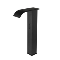 Robinet mitigeur de lavabo automatique sans contact à détection, cascade, noir mat