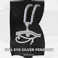 Pendentif Œil Turc en Argent Sterling 925 sans Nickel de Haute Qualité avec Moissanite VVS, Chaîne Plaquée Certifiée GRA KARATS, Idéal pour le Dropshipping