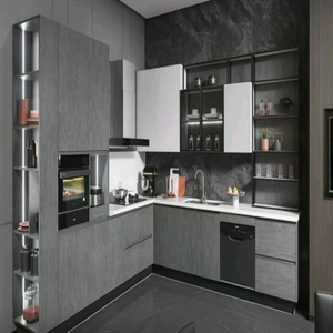 Mobili da Cucina Modulari di Design Italiano di Alta Gamma con Opzioni in Laminato Effetto Marmo Artificiale, Rubinetto Incluso, Made in China 2024 - Product Image 4