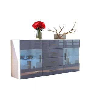 Hiện Đại Có Độ Bóng Cao Trắng Tủ Tủ Tủ Hiển Thị Với RGB LED Ánh Sáng - Product Image 3