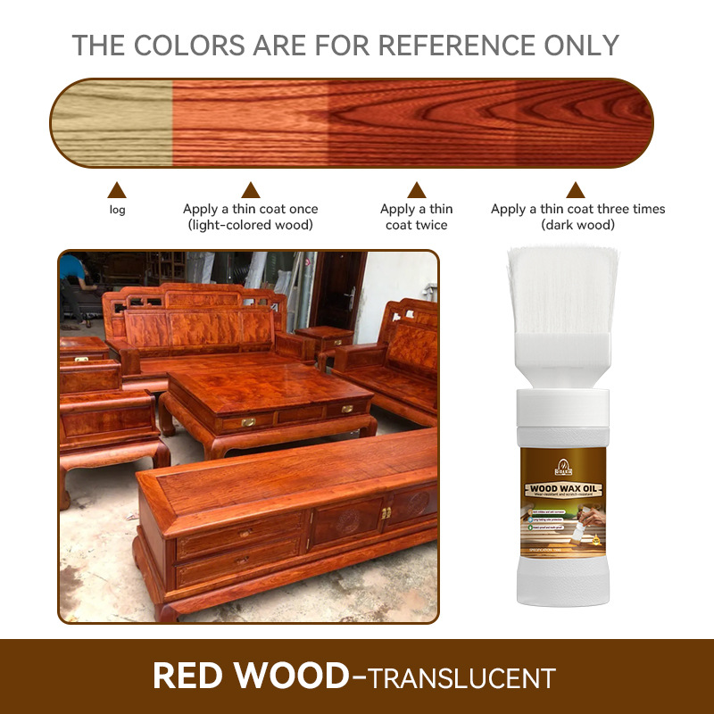 Huile de cire pour bois couleur acajou semi-transparente avec pinceau