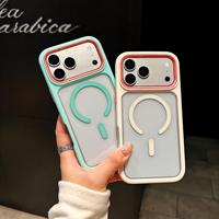 Étui de téléphone 2-en-1 pour iPhone 13/14/15/16/17/18 Pro Max : Haute transparence, aimant puissant, design de cadre coloré