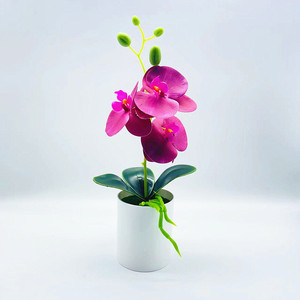 Qi Xing Artificial Phalaenopsis Orchid <b>30cm</b> Soft PVC <b>Potted</b> <b>Plant</b> For Home Decor - Product Image 4