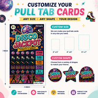 Billets à déchirer en carton fantaisie à thème disco, motifs haute définition personnalisés, différentes formes, cinq fenêtres, avec languette de tirage