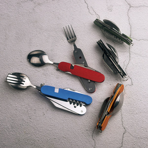 Pieghevole coltello portatile in acciaio inox da campeggio utensili da viaggio Backpacking posate Multi-strumento per escursioni all'aperto - Product Image 3