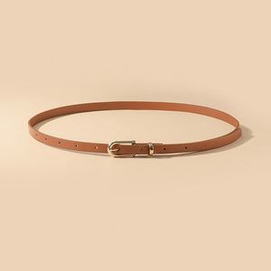 Set di Cinture Sottili di Alta Qualità per Donna, <span class=keywords><strong>Cintura</strong></span> in <span class=keywords><strong>Pelle</strong></span> Nera, Marrone, Bianca, <span class=keywords><strong>Beige</strong></span> con Fibbia Dorata, Accessori per Abiti da Donna - Product Image 3