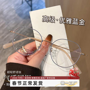 Gafas con montura redonda de estilo coreano para mujer, montura pequeña de titanio puro para miopía, montura Danyang 2212, tamaño mediano - Product Image 3