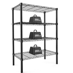 3.78 "D x 35.43" W x 54.02 "H đơn vị Kệ đen nặng có thể điều chỉnh lưu trữ 4 giá dây thép - Product Image 2
