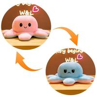 Peluche poulpe à double face, jouet en peluche poulpe, expression changeante, poupée en peluche poulpe de 20 cm, oreiller, jouet pour enfants, cadeau