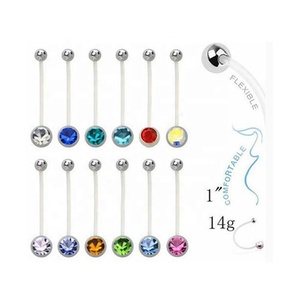 Seksi kadın annelik çift Gem göbek barlar Bioplast göbek Piercing gebelik tutucu göbek takısı düğün için - Product Image 2