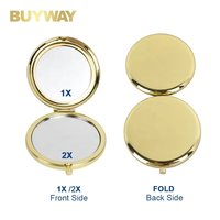 Vente en gros mignon mini miroir de poche compact personnalisable 2x logo personnalisé de poche en or pour fer à repasser sac à main personnalisé