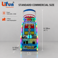 LIFUN Shark Wheel, machine de jeu d'arcade à monnayeur, jeu de roue à tickets à un joueur pour centre de divertissement familial
