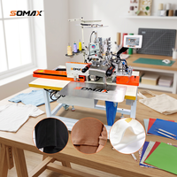 Machine à coudre industrielle programmable automatique à point de recouvrement SOMAX SM-07B haute vitesse pour enfants, avec moteur à engrenages, idéale pour les polos