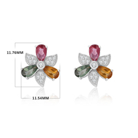 YBO bijoux fins Mini boucles d'oreilles 925 argent moulin à vent fleur géométrique goujon naturel poire Tourmaline Zircon plaqué or pour la fête