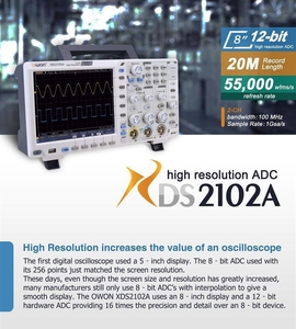 XDS2102A 100MHz 12Bits ออสซิลโลสโคปดิจิตอล2ช่องสัญญาณความละเอียดสูงรองรับ SCPI และ <span class=keywords><strong>LabVIEW</strong></span> - Product Image 4