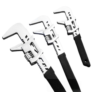 Clé à molette de type F à mâchoires larges, poignée courte, clé à tuyau réglable légère, double usage pour écrous de tuyau, poignée anti-adhérente en caoutchouc - Product Image 1
