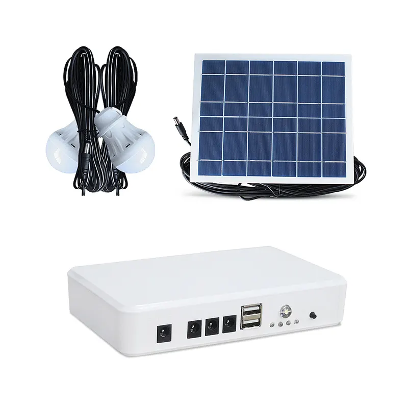 DC petit kit de panneau solaire batterie externe solaire avec batterie au lithium 2 pièces lumière LED système solaire économe en énergie