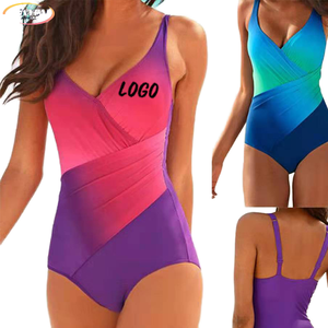 Nouvelle collection de maillots de bain en gros, maillot de bain une pièce à dégradé arc-en-ciel, grande taille, 100% polyester - Product Image 1