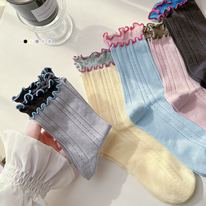 Calcetines <span class=keywords><strong>de</strong></span> malla con encaje y bloques <span class=keywords><strong>de</strong></span> <span class=keywords><strong>color</strong></span>, estilo nuevo, CE, calcetines <span class=keywords><strong>de</strong></span> algodón transpirables hasta la pantorrilla <span class=keywords><strong>para</strong></span> mujer, <span class=keywords><strong>para</strong></span> primavera y verano, a la moda. - Product Image 2