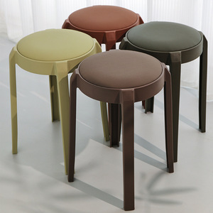 Modern basit ev yuvarlak plastik dışkı restoran oturma odası eğlence için yumuşak ve istiflenebilir-osmanlılar - Product Image 2