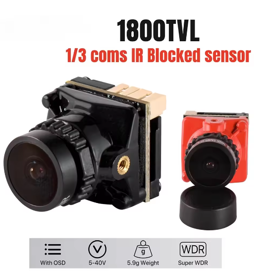 Mini FPV Camera 1800TVL 5MP 2.1mm 1/3 Inch HDR Sensor 19*19MM NTSC & PAL Switchable for FPV Drone DIY Parts