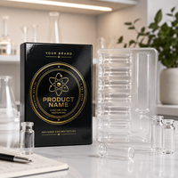 Boîte d'emballage pharmaceutique personnalisée en matériaux recyclés, plateau transparent en PET écologique, carton pliable noir et or de luxe, 6 flacons en verre