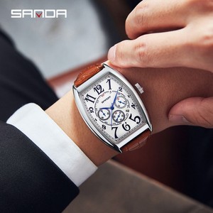 Reloj de Pulsera Sanda 7055 Vintage para Hombre, Diseño Creativo Digital con Tres Agujas Pequeñas, Calendario, Resistente al Agua, Cuarzo - Product Image 2