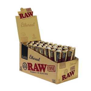 Nón thuốc lá thủ công cao cấp RAW Ethereal Luxury, kích thước 1 1/4 inch, cháy chậm, gỗ hữu cơ, kim loại, <span class=keywords><strong>6</strong></span> nón/gói, nhiều tùy chọn thiết kế miễn phí - Product Image 1