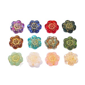 Transparent Glass Flower <b>Beads</b> With Gold Detail For Bracelet Making Crystal Lampwork Jewelry Accessories Wholesale - Product Image 4