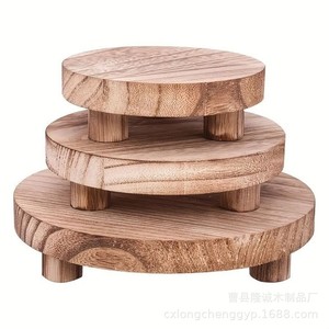 Wooden Base Ornament Stool Circular Solid Wood Bathroom Flower <b>Pot</b> Holder <b>Standing</b> Type LC-96 - Product Image 4