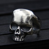Bague Crâne Rétro BOCAI en Argent S925 pour Homme, Design Original Personnalisé, Bijou Hip-Hop Punk en Argent, Bague de Mariage