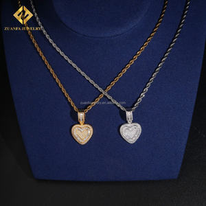 USA Local Stock GRA Certificate Pass Diamond Tester Hip Hop <b>Jewelry</b> 925 Silver Baguette <b>Moissanite</b> Diamond Heart Pendant - Product Image 5