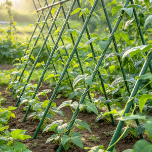 Estaca de Jardín Triangular de Acero Recubierto de Plástico PE Verde para Soporte de Plantas Trepadoras - Product Image 1