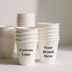 Gobelet en papier jetable biodégradable 12oz 10oz à paroi simple pour boissons froides et café, avec impression de logo personnalisé et promotionnel pour magasin - Product Image 1