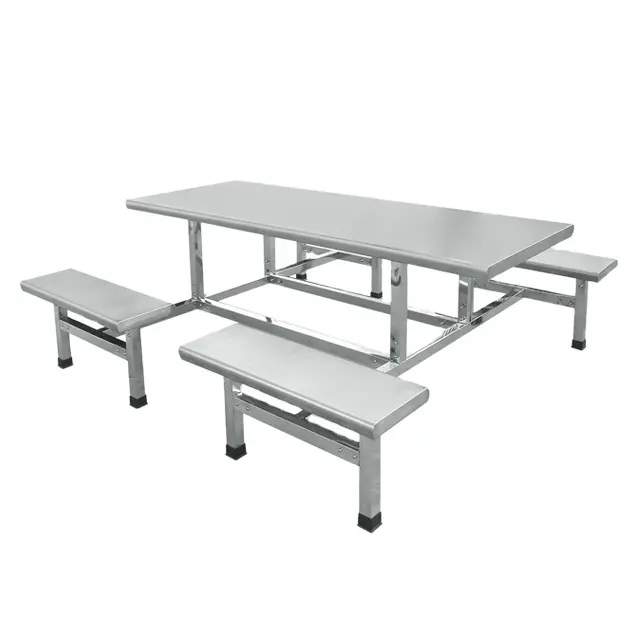 Commercial Kitchen Catering Restaurant School Dining Table Stainless Steel 8 Seat Fast Food Table
