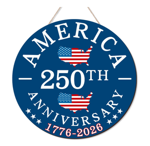 Letrero <span class=keywords><strong>para</strong></span> Puerta del 4 <span class=keywords><strong>de</strong></span> Julio, 250 Aniversario <span class=keywords><strong>de</strong></span> la Independencia Americana, 1776-2026, Letrero Colgante <span class=keywords><strong>de</strong></span> <span class=keywords><strong>Madera</strong></span> <span class=keywords><strong>para</strong></span> Decoración <span class=keywords><strong>de</strong></span> Hogar, Porche y Exteriores - Product Image 1