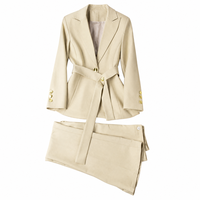 Ensemble blazer et pantalon pour femme de haute qualité, tenue de travail sophistiquée, ensemble deux pièces