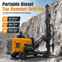Foreuse à marteau diesel portable, profondeur de forage 18 m, diamètre de trou 33-89 mm, machine de forage sur roues pour l'exploitation minière des roches