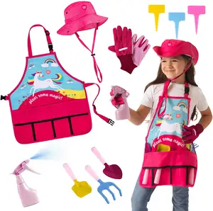 12 pcs Kids Gardening Set Kleinkind Gartenarbeit Pink Pretend Toy Kids Back-und Kochset für Kinder ab 3 Jahren