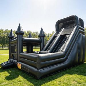 Château gonflable style sombre tout-en-un avec toboggan pour la location d'événements commerciaux - Product Image 1