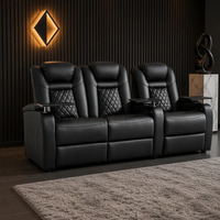 Fauteuil inclinable électrique moderne de luxe en cuir véritable avec pieds en métal, mousse à mémoire de forme et éclairage LED pour home cinéma