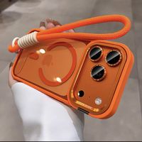 Funda Magnética Translúcida Mate para iPhone 17 Pro Max con Soporte para Tarjetas de Crédito y Cordón - Set Combinado