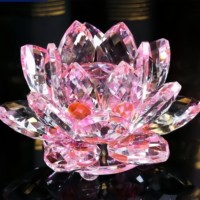 Figurines de lotus en verre cristal, artisanat, bureau de salon, comptoir à bijoux, décorations créatives, articles ménagers chinois