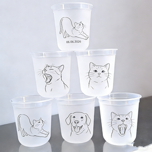 แก้วน้ำพลาสติก PET ใส ขนาด 500 มล. แบบใช้แล้วทิ้ง ปลอดสาร BPA สำหรับขายส่ง พิมพ์โลโก้ได้ตามต้องการ เหมาะสำหรับสัตว์เลี้ยง สุนัข แมว งานแต่งงาน - Product Image 1