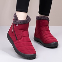 Nouvelles Bottes de Neige Mi-Montantes Décontractées pour Femme Hiver 2025, en Tissu Imperméable, Grande Taille, à Bout Rond, avec Fermeture Éclair et Doublure Polaire